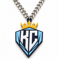 The Diamonds Chain with a blue and white KC crest, yellow crown, and neatly arranged silver-colored V-shaped chain on a white background